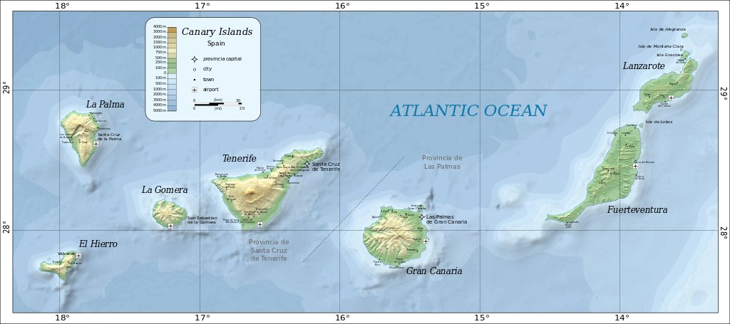 Карта Тенерифе и Канарских островов